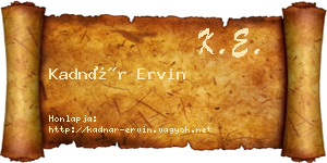 Kadnár Ervin névjegykártya